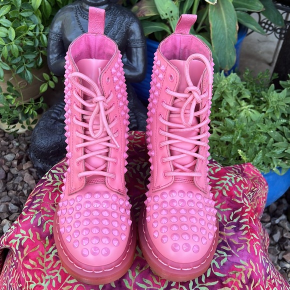Dr. Martens Limited Edition Mono Pink Studded Spike Boots - Picture 14 of 16